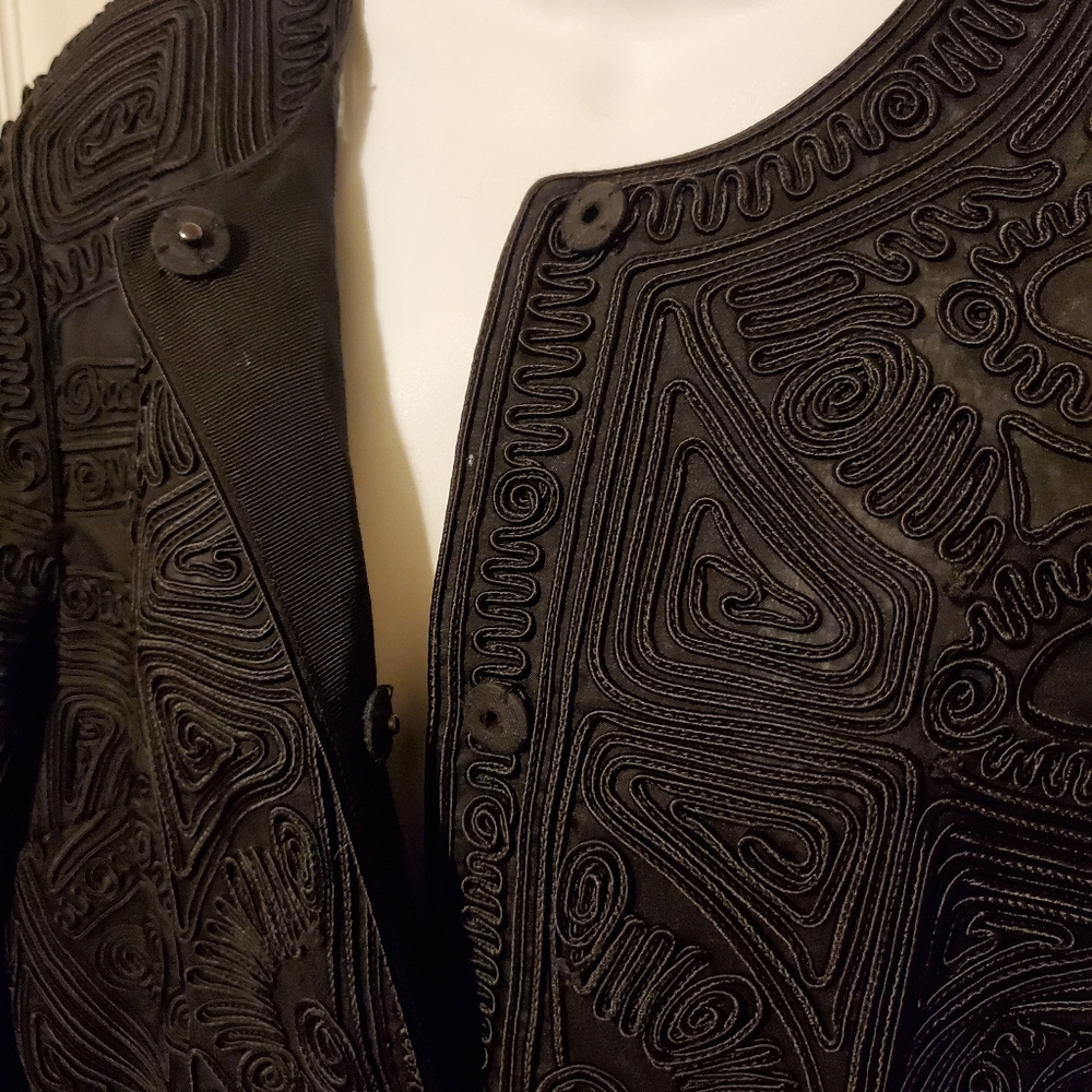 Peter Nygard Black Brocade Womens Duster Jacket - Black - Sz 14 - Picture 7 of 12